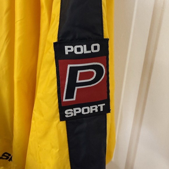 Vintage Polo Sport Ralph Lauren Yellow Button Zip up Jacket Windbreaker‎ Men's L - Picture 6 of 11